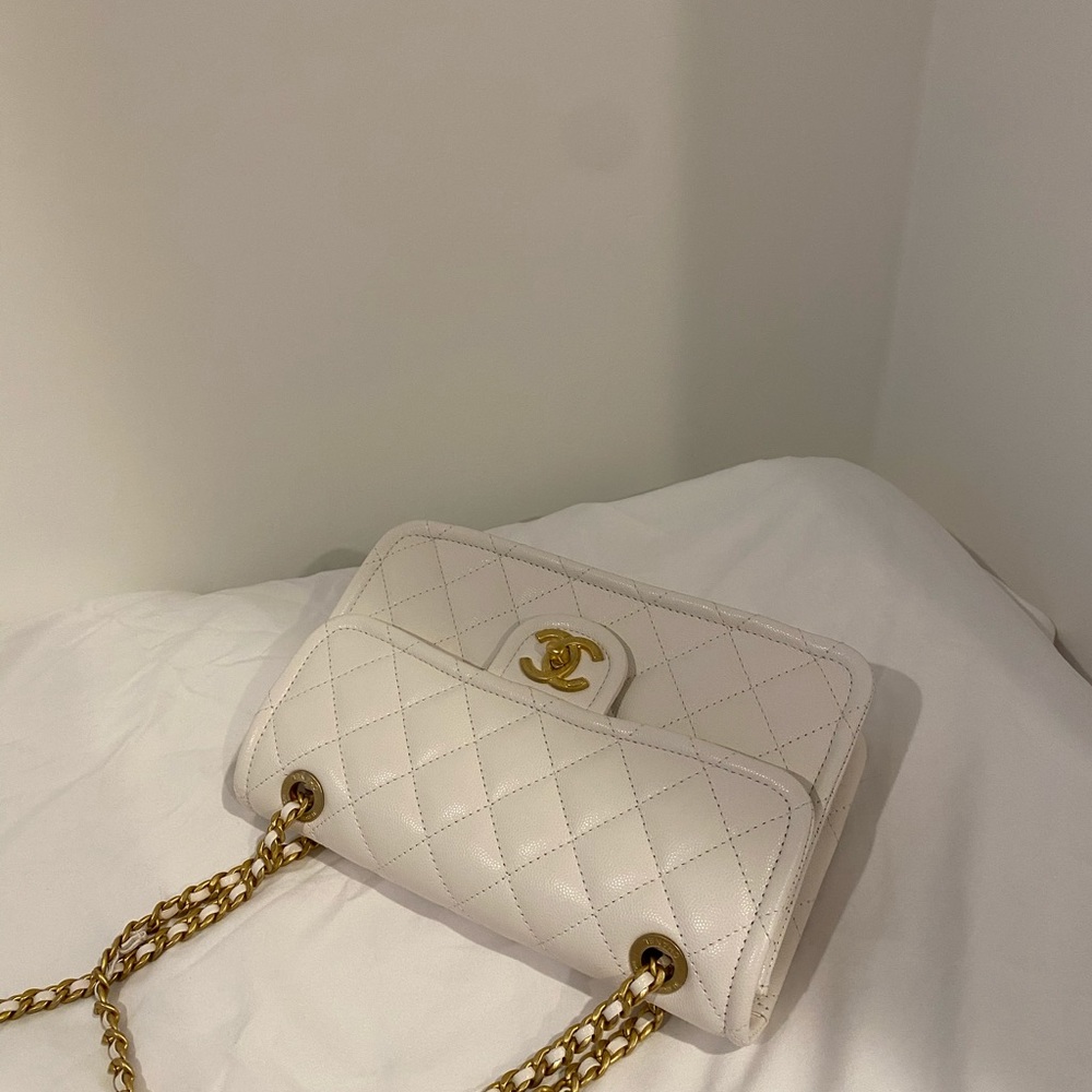 Chanel classic medium white bag